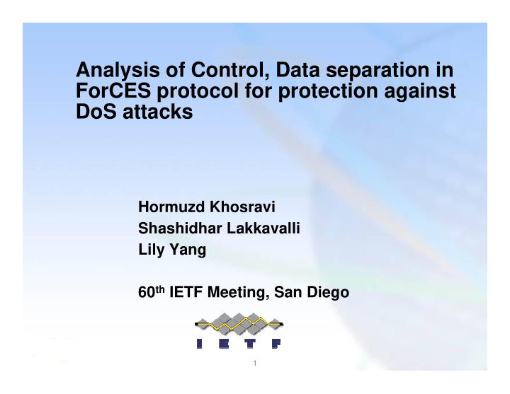 analysis of control data separation in forces protocol