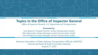Topics in the Office of Inspector General  Office of Inspector General, U.S. Department of