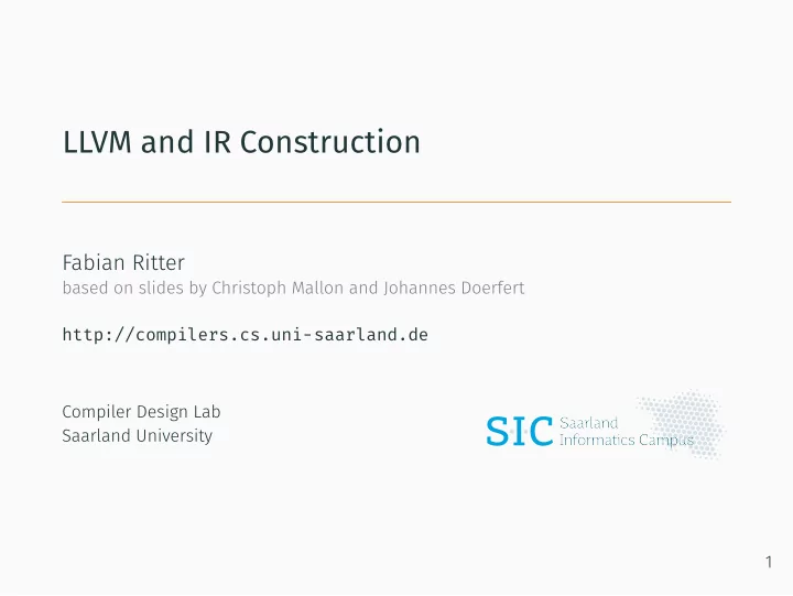 llvm and ir construction