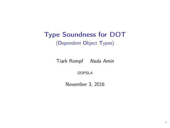 type soundness for dot