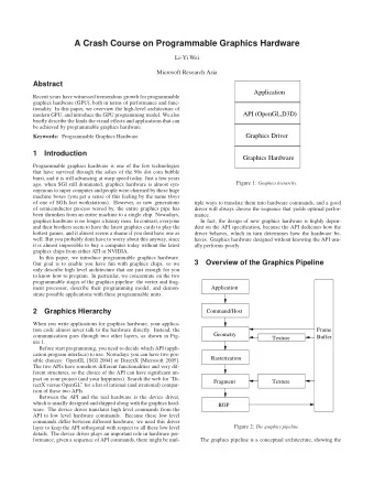 A Crash Course on Programmable Graphics Hardware  Li-Yi Wei  Microsoft Research Asia  Abstract