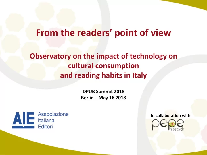 from the readers point of view