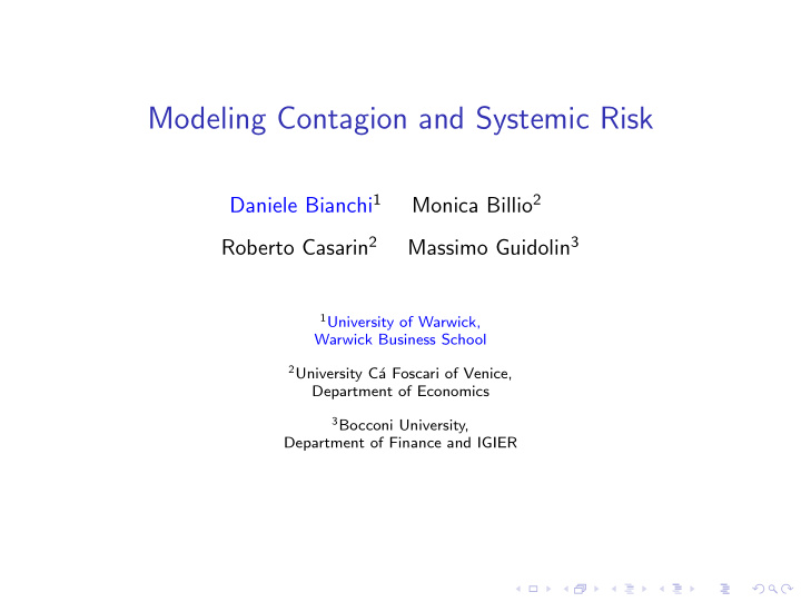 modeling contagion and systemic risk