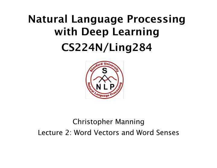 natural language processing with deep learning cs224n