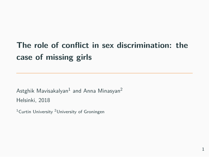 the role of conflict in sex discrimination the case of