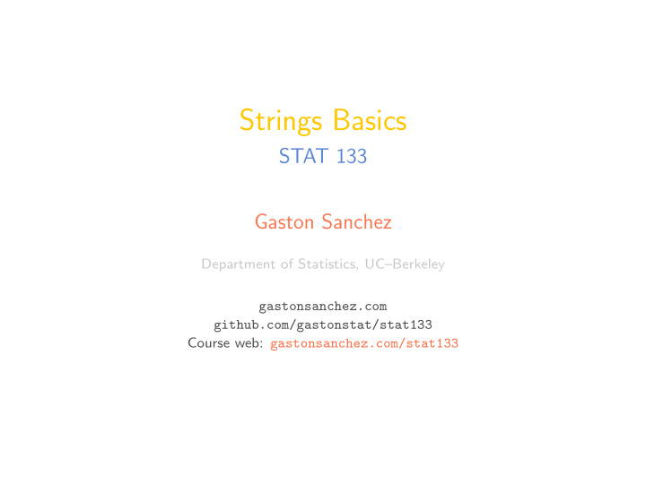 strings basics