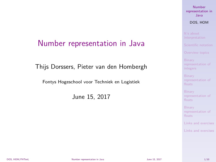 number representation in java