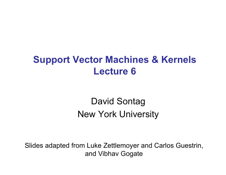 support vector machines kernels lecture 6