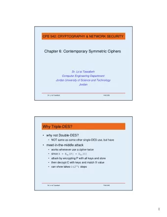 Chapter 6: Contemporary Symmetric Ciphers  Dr. Loai Tawalbeh  Computer Engineering Department