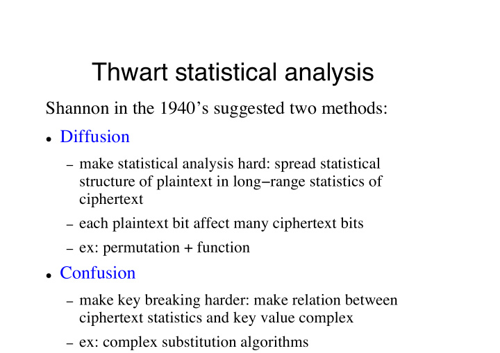 thwart statistical analysis