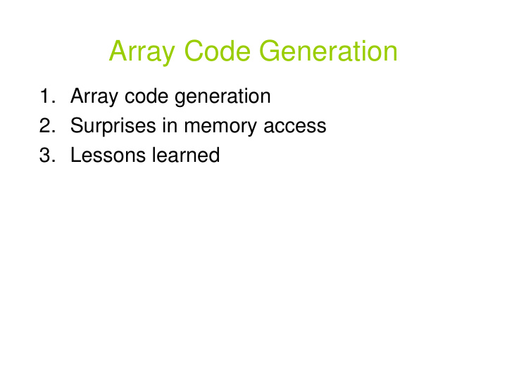 array code generation