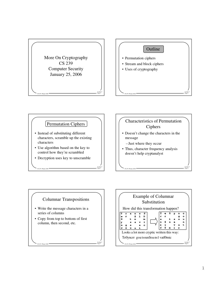 outline more on cryptography