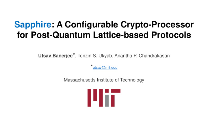 for post quantum lattice based protocols