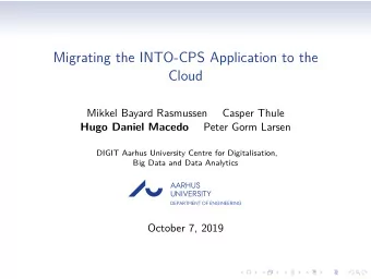 AU  AARHUS  UNIVERSITY  DEPARTMENT OF ENGINEERING  October 7, 2019  Agenda  Introduction  The