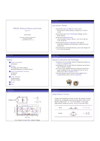 2 sin (  t )  v  L  inductors do not dissipate power because the phase of the current i = 1