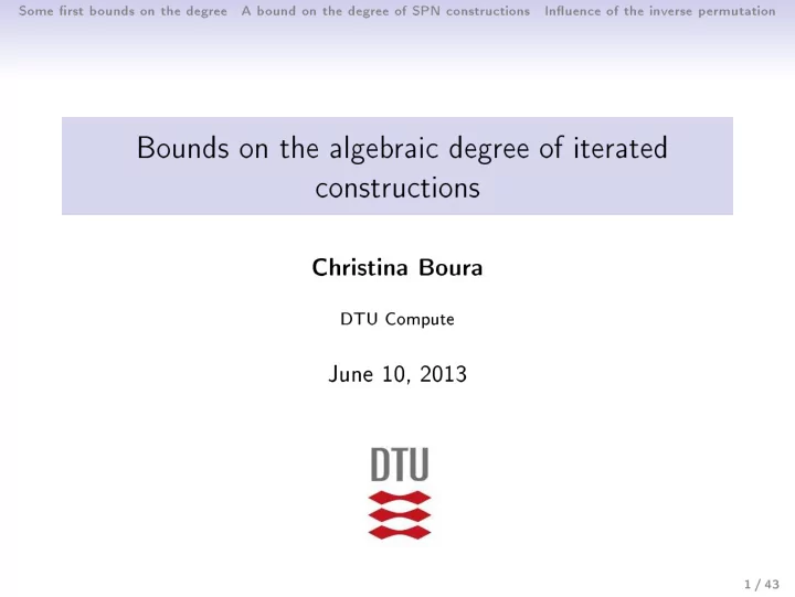 some rst b ounds on the degree a b ound on the degree of
