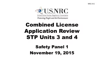 Combined License  Application Review  STP Units 3 and 4  Safety Panel 1  November 19, 2015