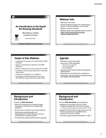 Goals of this Webinar  Agenda  Background and Introduction  Understand the purpose of the