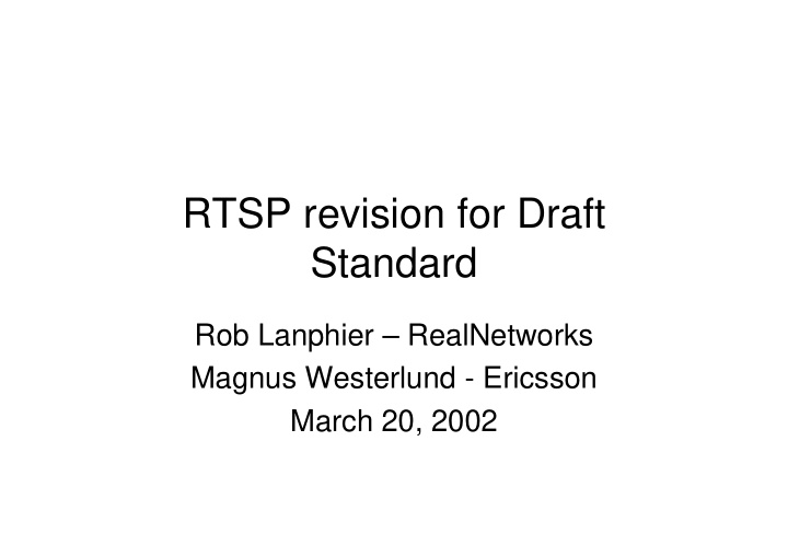 rtsp revision for draft standard