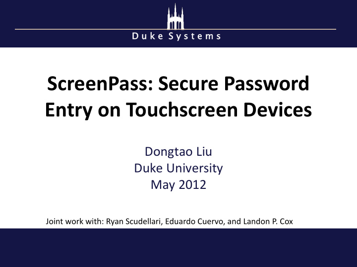 screenpass secure password entry on touchscreen devices