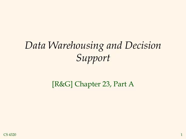 data warehousing and decision support