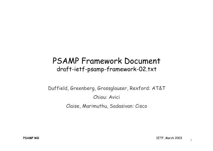 psamp framework document