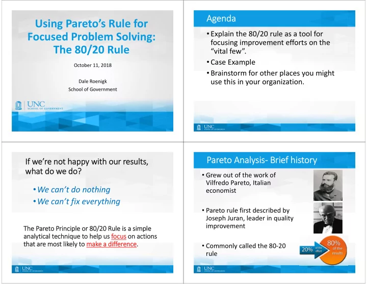using pareto s rule for