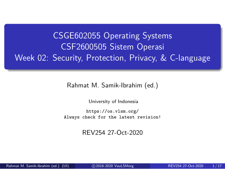csge602055 operating systems csf2600505 sistem operasi