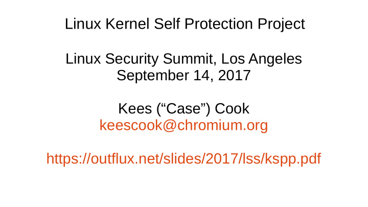 linux kernel self protection project