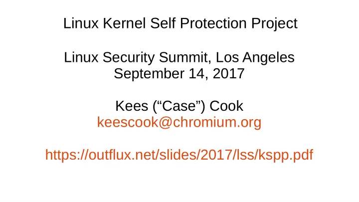 linux kernel self protection project