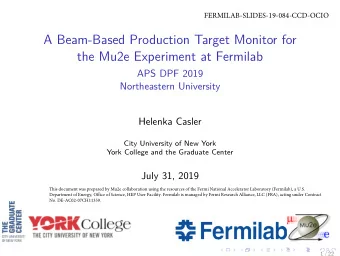 A Beam-Based Production Target Monitor for  the Mu2e Experiment at Fermilab  APS DPF 2019
