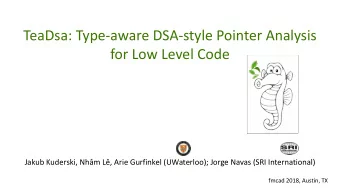 for Low Level Code  Jakub Kuderski, Nhm L, Arie Gurfinkel (UWaterloo); Jorge Navas (SRI