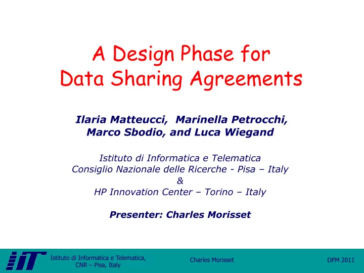 a design phase for data sharing agreements