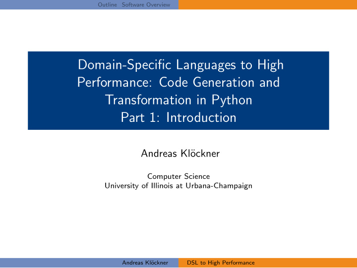 domain specific languages to high performance code
