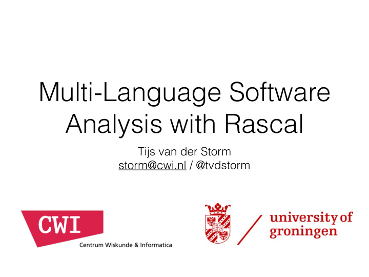 multi language software analysis with rascal