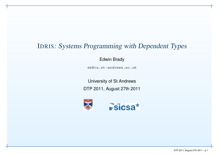 i dris systems programming with dependent types