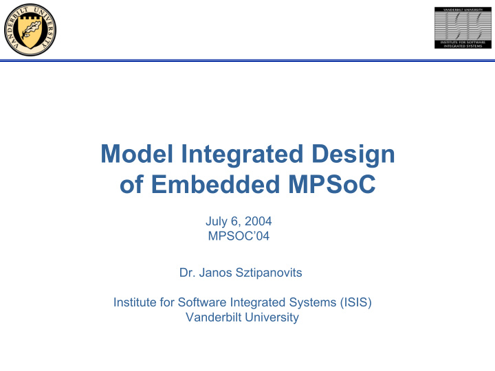 model integrated design of embedded mpsoc