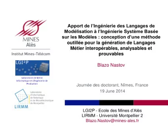 Modlisation  lIngnierie Systme Base  sur les Modles : conception dune mthode