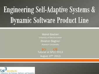 Tutorial at SPLC 2013 August 27 th 2013  Motivation  ivation  Introduction