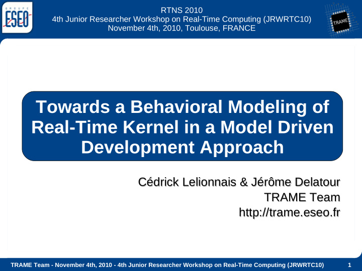 towards a behavioral modeling of real time kernel in a