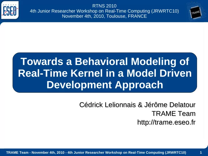 towards a behavioral modeling of real time kernel in a