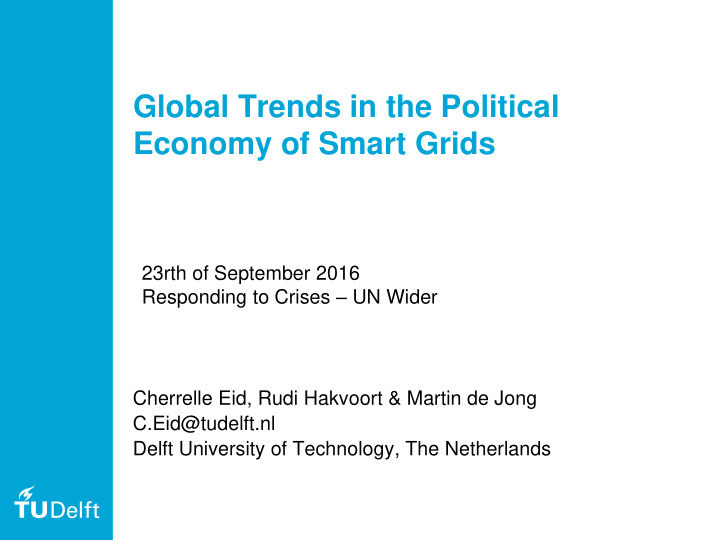 global trends in the political economy of smart grids