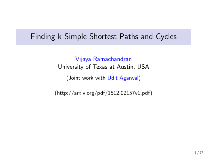finding k simple shortest paths and cycles