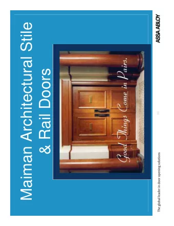 Maiman Architectural Stile  &amp; Rail Doors  30  30  Mullion (Mull)  Bottom Rail  Cross