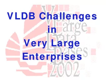 VLDB Challenges  VLDB Challenges  in  in  Very Large  Very Large  Enterprises  Enterprises