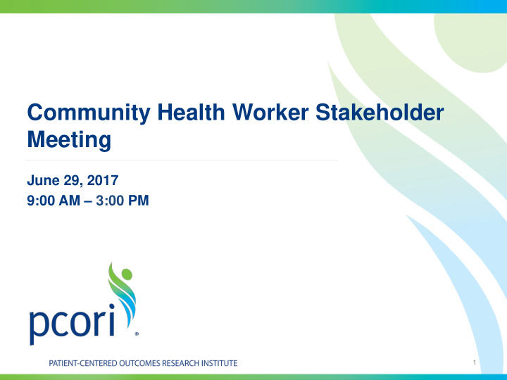 community health worker stakeholder meeting