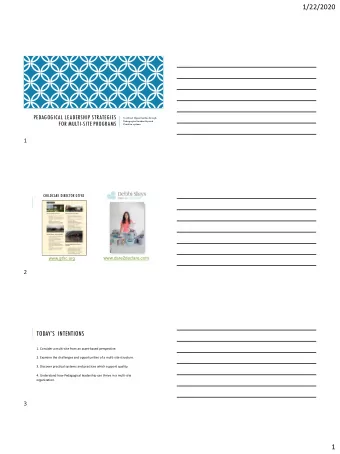 1/22/2020  PEDAGOGICAL LEADERSHIP STRATEGIES  To Attract Opportunities through  Pedagogical