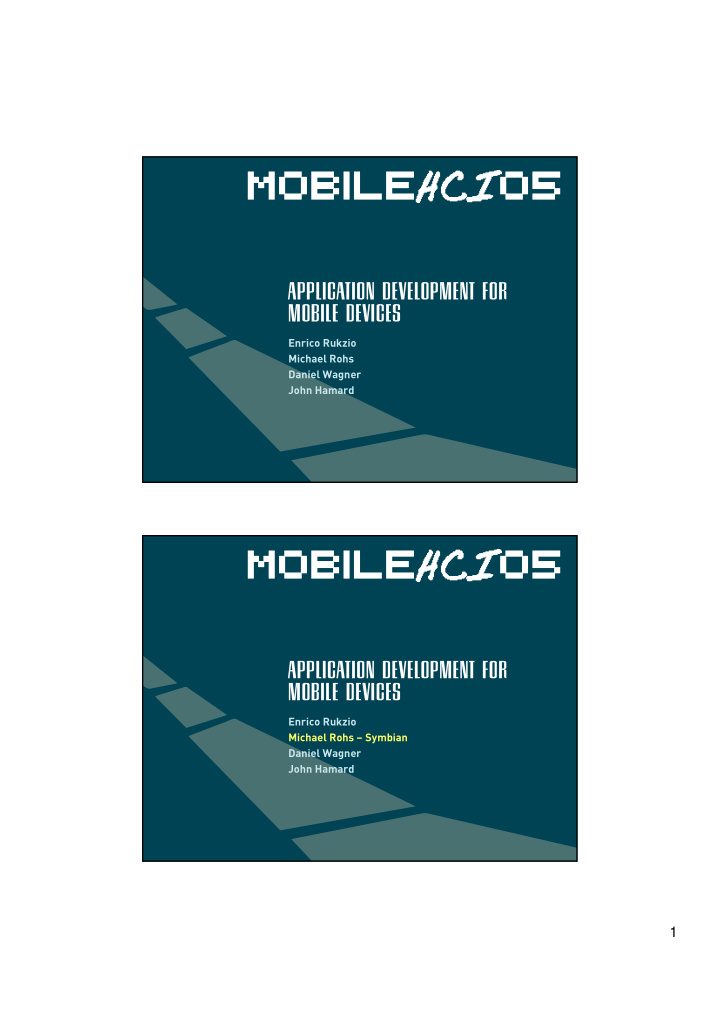 application development for mobile devices