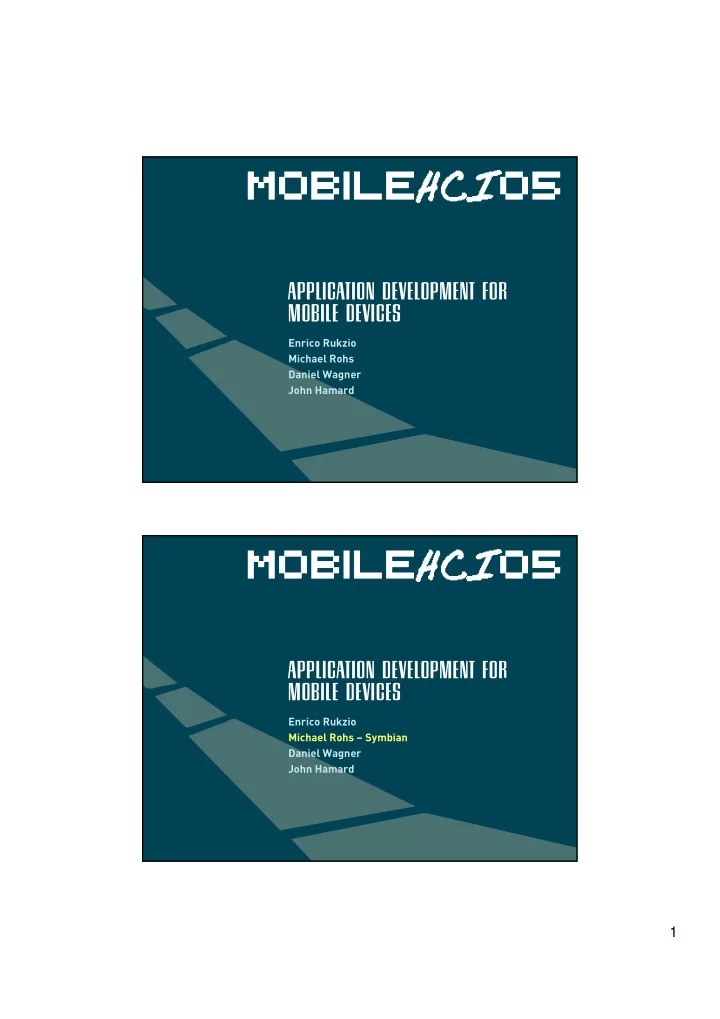 application development for mobile devices