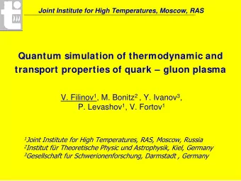 Quantum simulation of thermodynamic and  transport properties of quark  gluon plasma V. Filinov